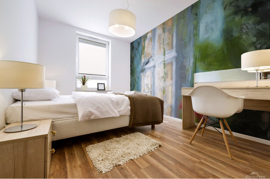 Midnight Garden Window  Mural print