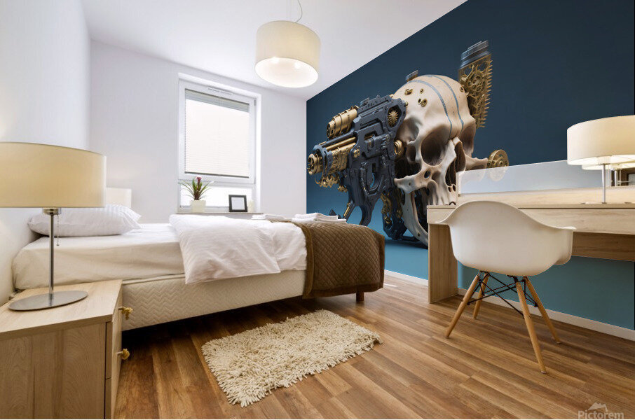 Steampunk Skull Gun 1-3 Mural print