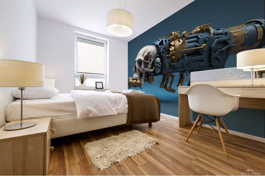 Steampunk Skull Gun 2-3 Mural print