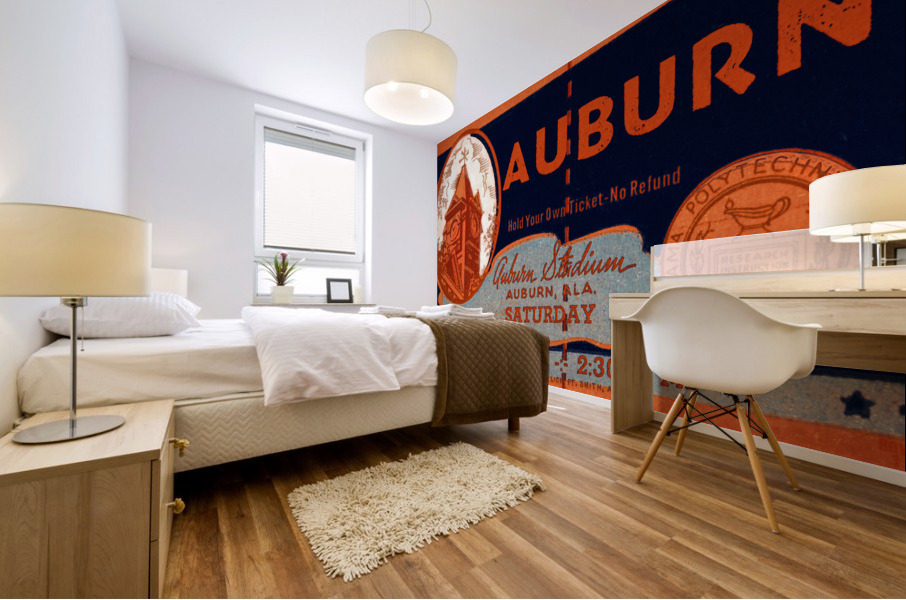 1948 Auburn Football Ticket Stub Remix Art Mural print