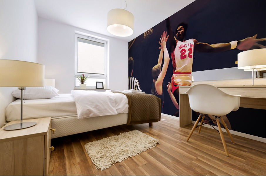 Clyde Drexler Houston Basketball Watercolor Mural print