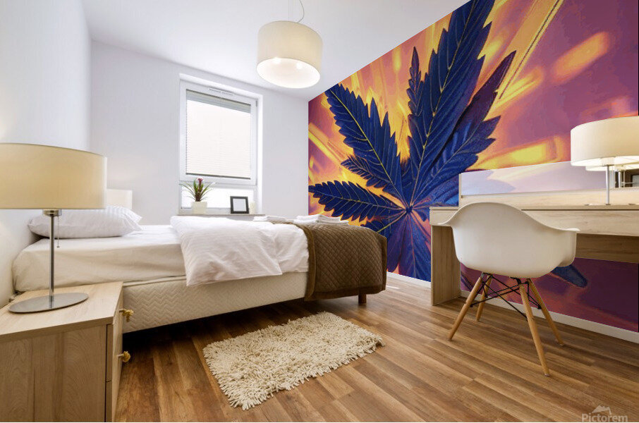 Neon Leaf  Mural print