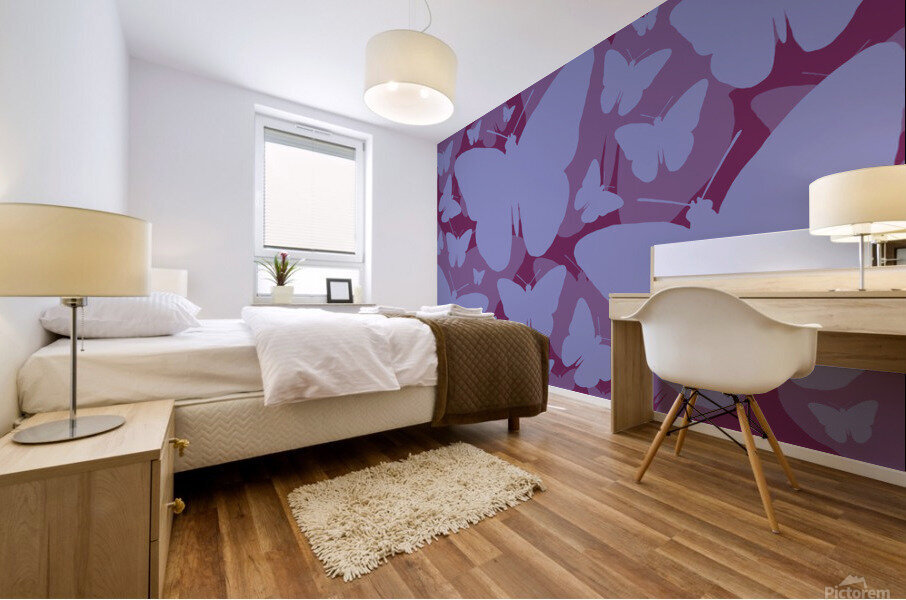 Purple Butterflies Mural print