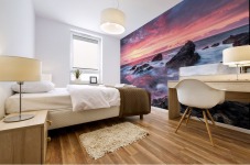 Colorful Sunset at Wild Coast on the Canary Islands Impression murale