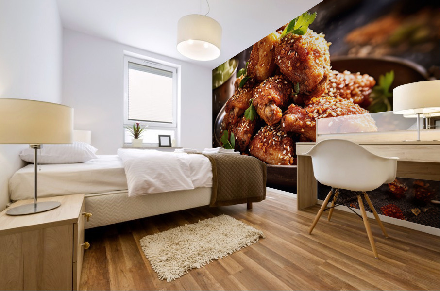 Crispy chicken wings Juicy Mural print