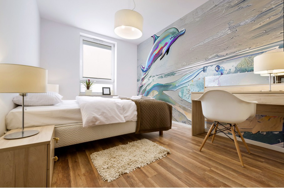 Cheerful Dolphins Mural print