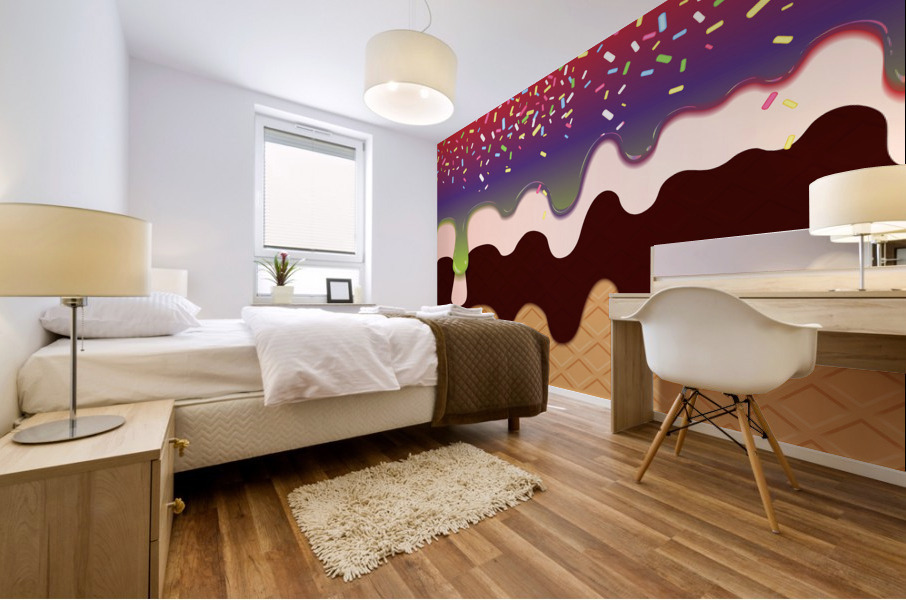 Red Purple Creamy Waffle Art Mural print