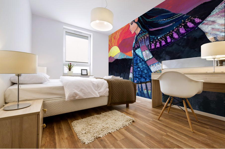 Native American Sunset Woman Mural print