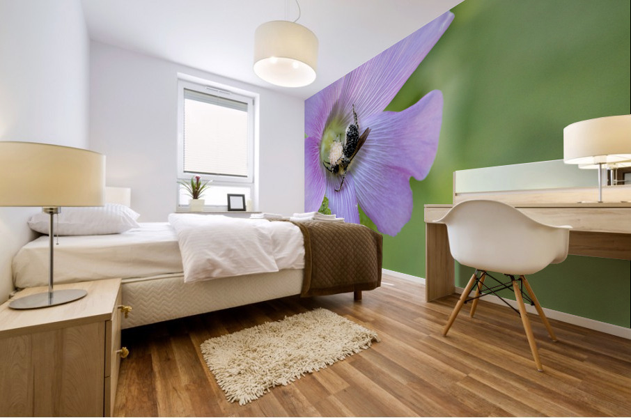 Natures Worker: Macro Image of Pollen-Covered Bee on Hibiscus Mural print