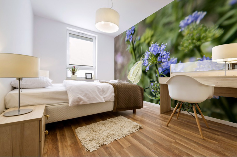 Natures Delight: Butterfly and Purple Flowers Mural print