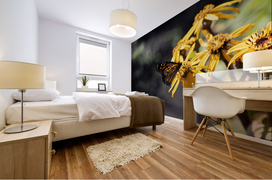 Macro Majesty: Monarch Butterfly and Flowers 2 Mural print