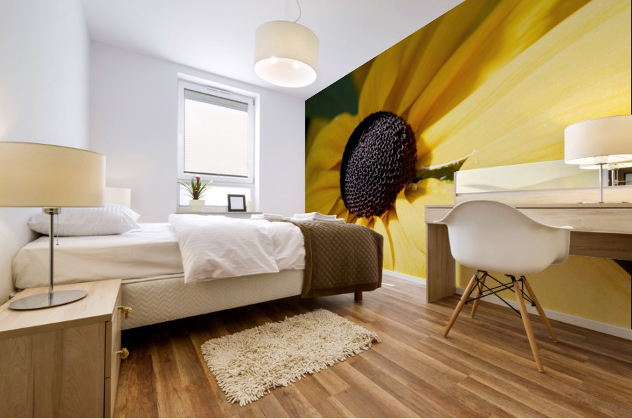 Exploration detaillee : Decouvrez la splendeur dun rudbeckia en gros plan macro Mural print