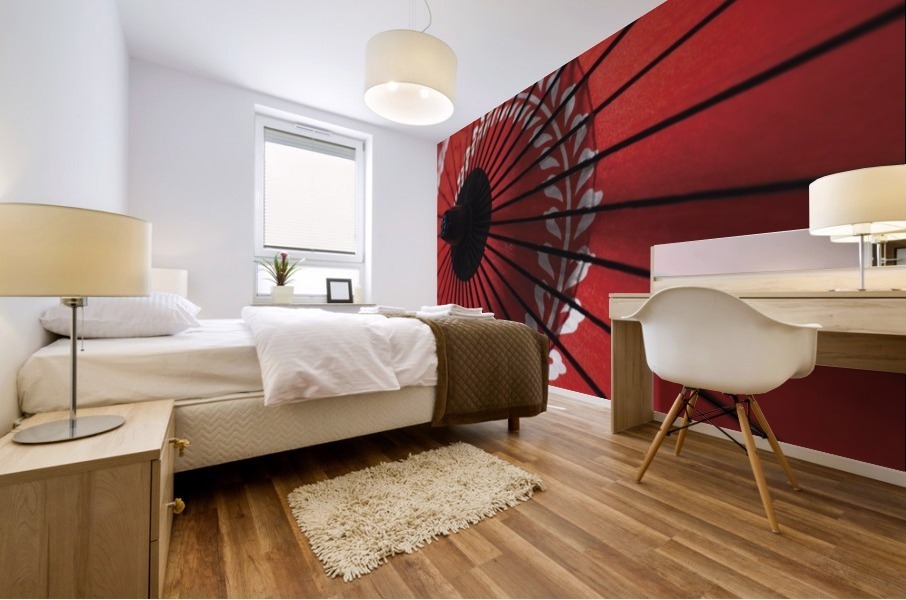Japanese red umbrella; Kyoto, Japan Mural print