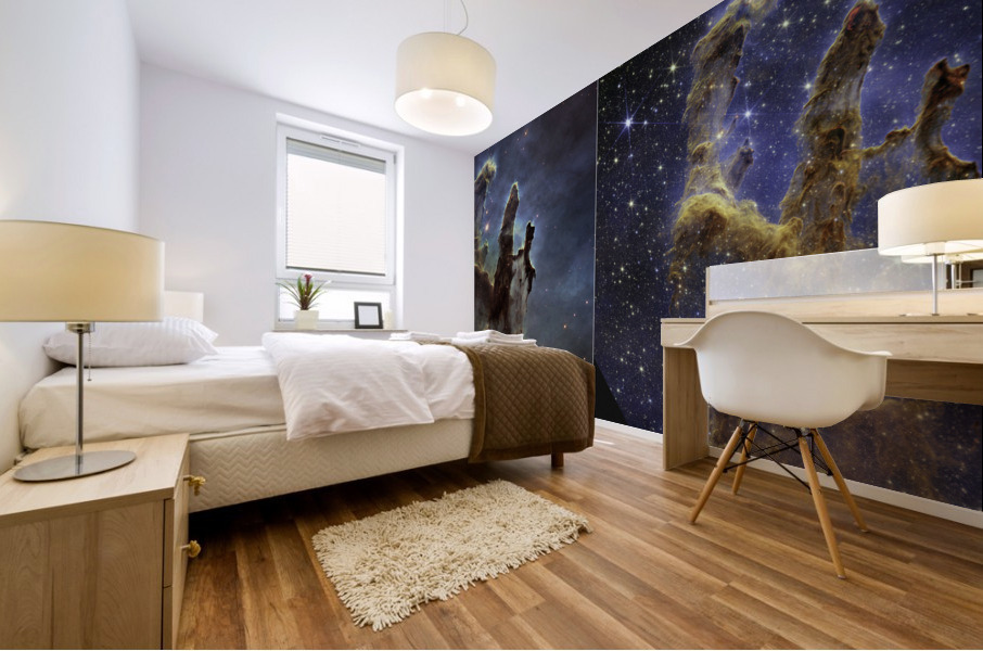 Pillars of Creation Hubble and Webb Images Side b Mural print