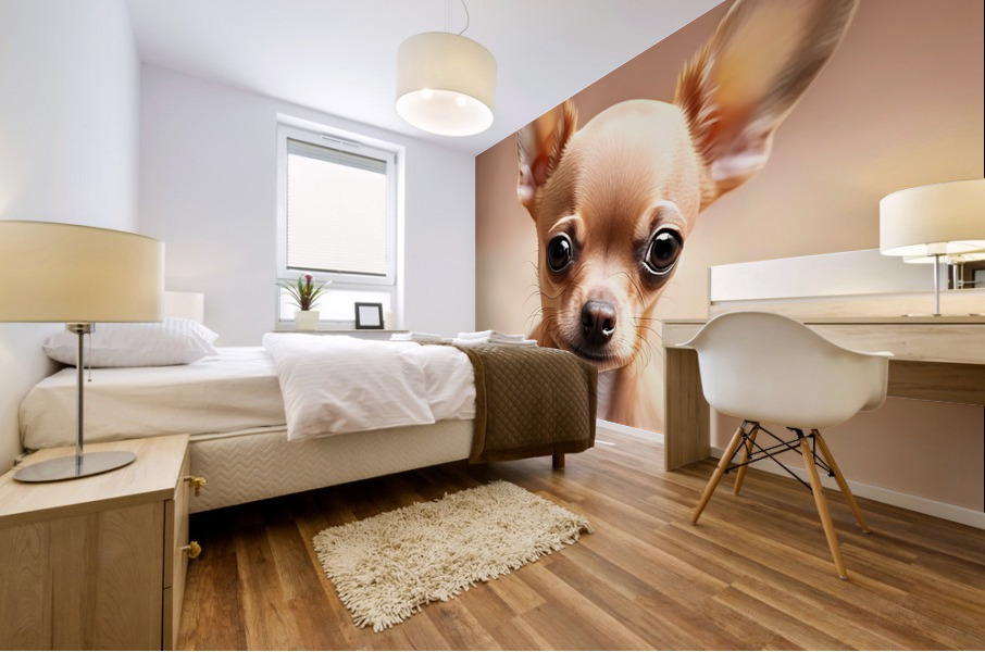 Exploration artistique : Le chihuahua beige dans lunivers de Midjourney Mural print