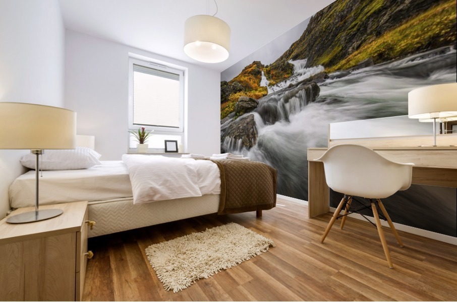A stream flows past on the West Fjords on its way to the ocean; Iceland Mural print