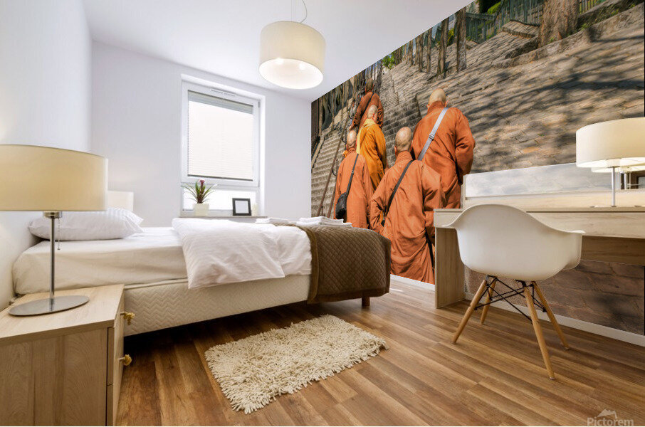 Monks Walking Up to Montmartre Mural print