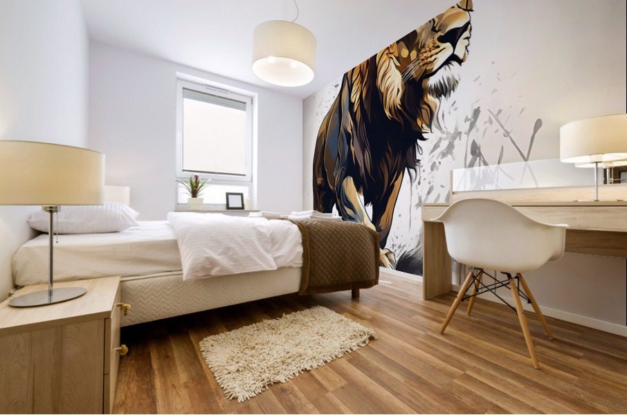 Ascension Royale : Lion en Style Acrylique Anime Mural print