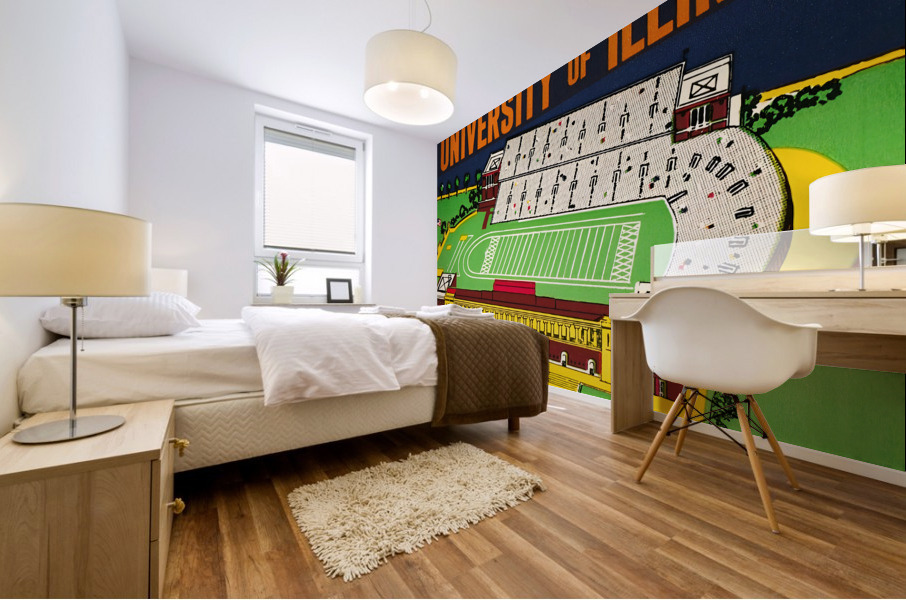 Vintage University of Illinois Football Art Mural print