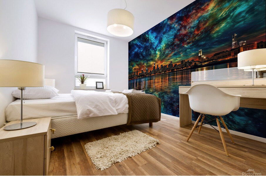 Contemporary Cityscape Inspirare Starry Night Mural print