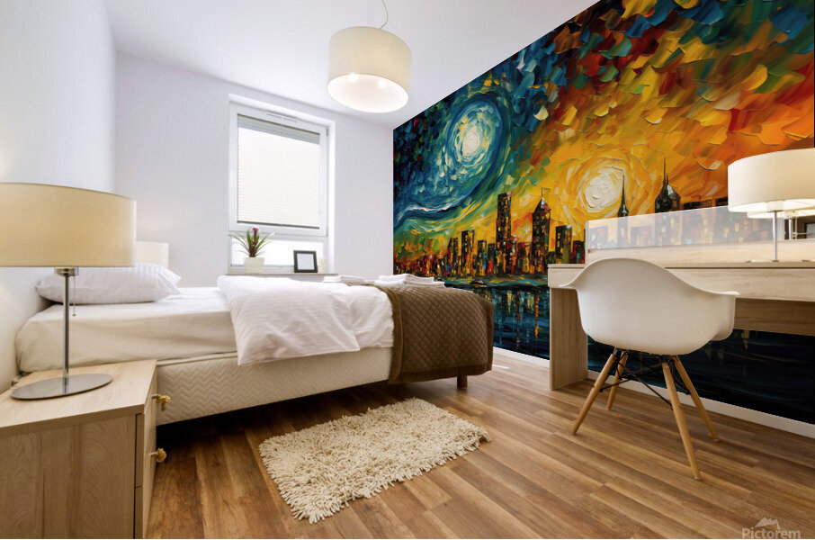 Modern Cityscape Inspirare Starry Night Mural print