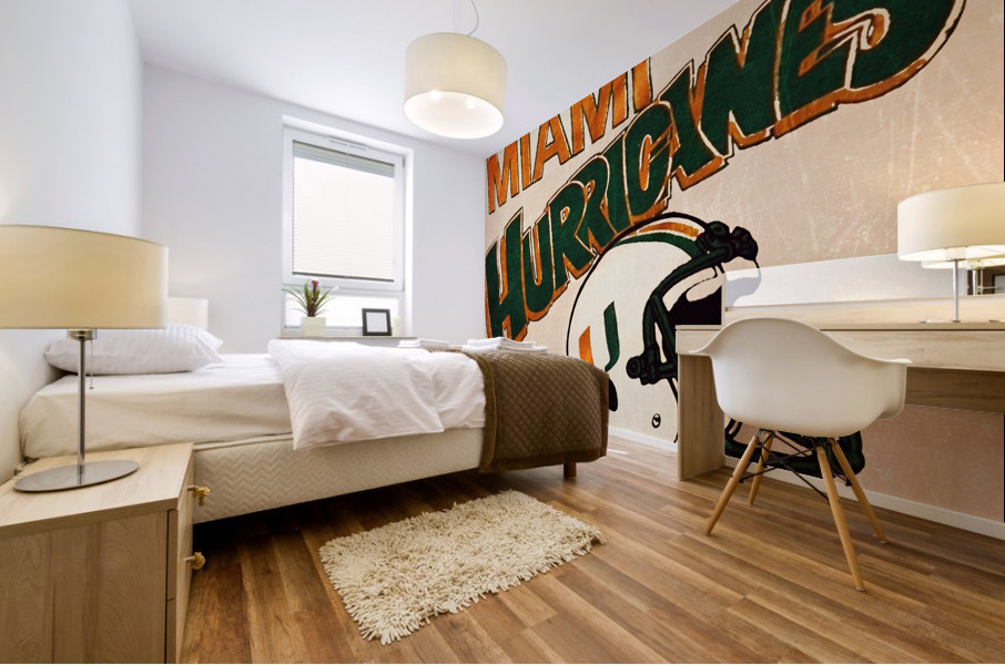 Throwback Miami Hurricanes Helmet Art Mural print