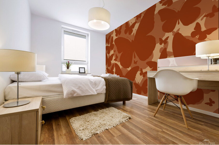 Orange Butterflies Mural print
