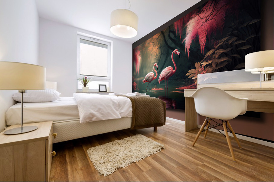 Pink Flamingo Heaven Mural print