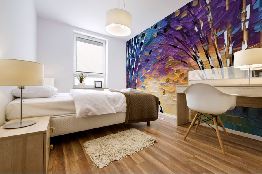 Mother And Child In Bamboo Forest Mural print