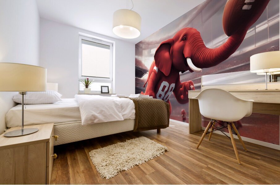 Football Elephant Mascot Art Mural print