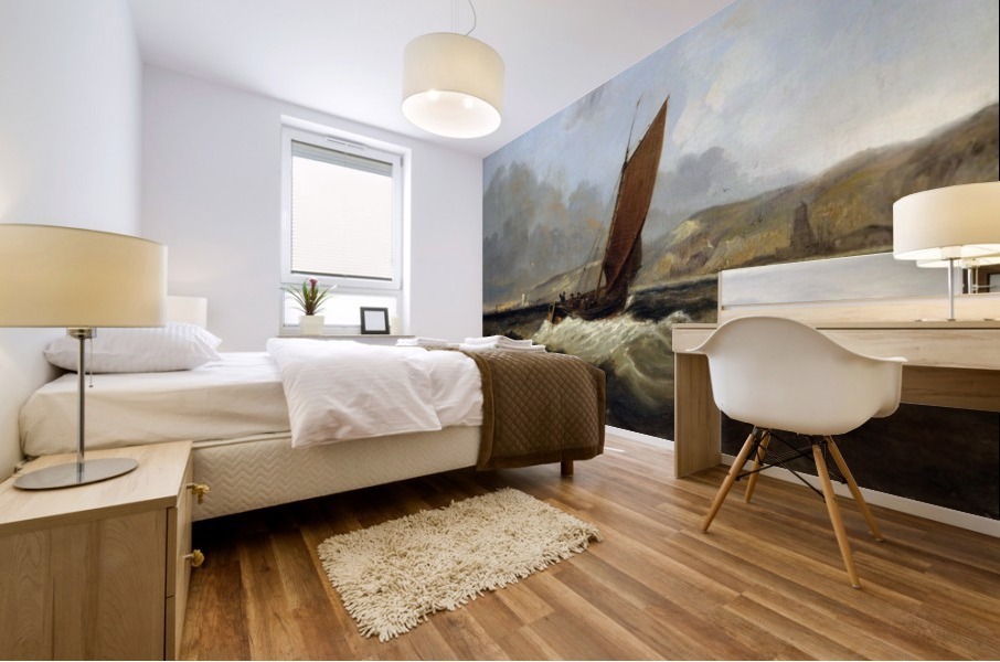 Sailing Boat off the Coast Mural print