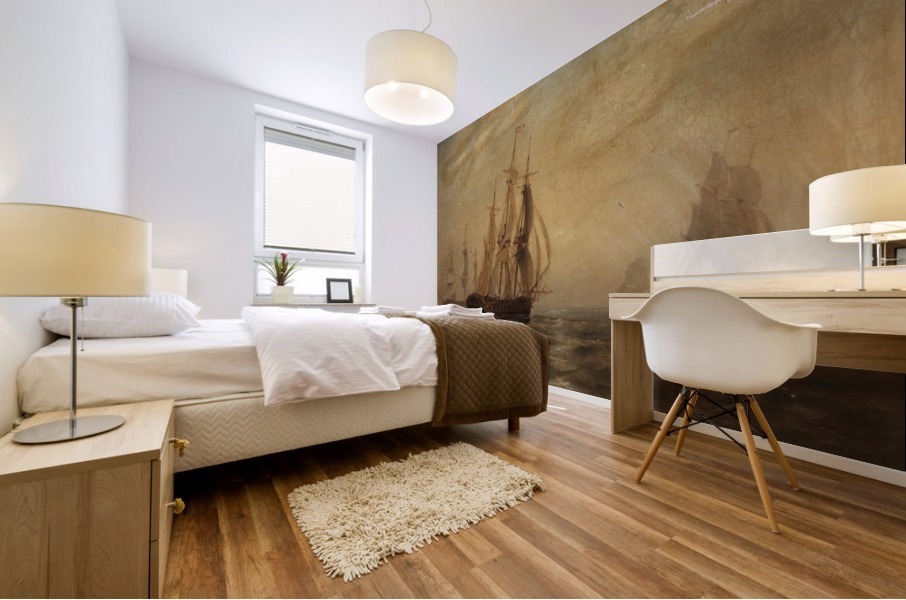 Sunset by the sea Mural print