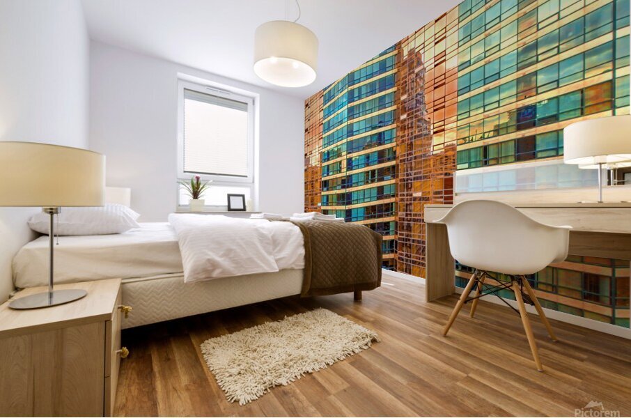 Setting Sun on the Skyscrapers Mural print