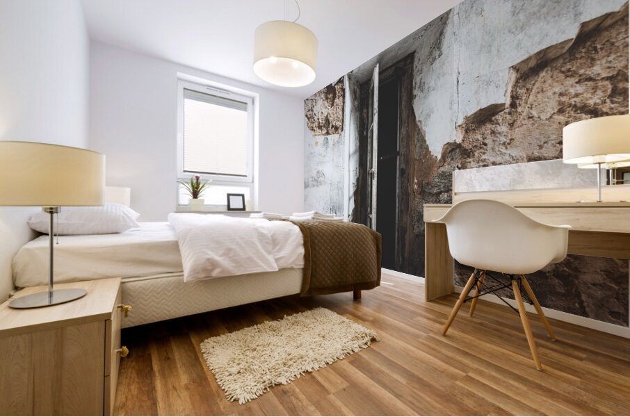 Decaying window at Eastern State Penitentiary Mural print