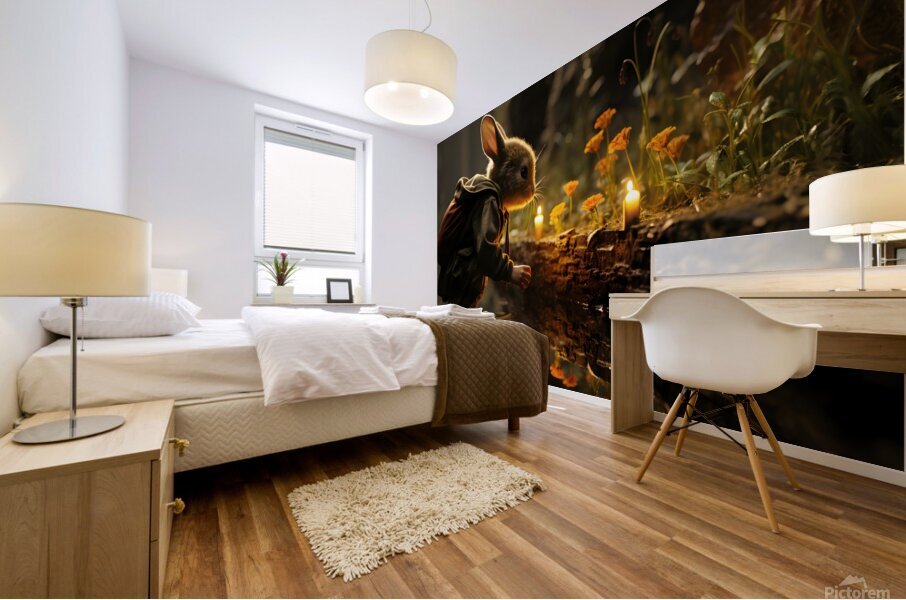 Whimsical Waterside Bunny. Mural print