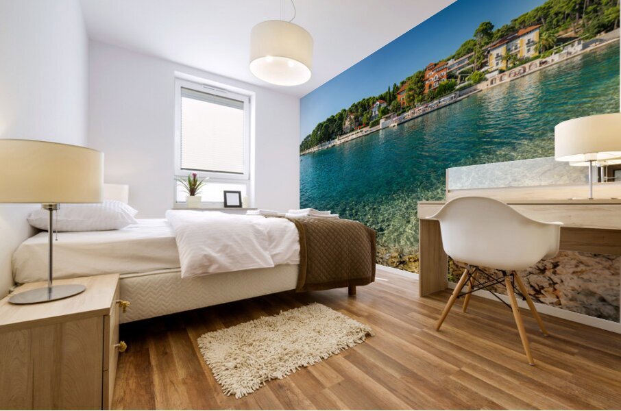 Beautiful panorama of the Cikat Bay on the island of Losinj in the Adriatic Sea Croatia Mural print