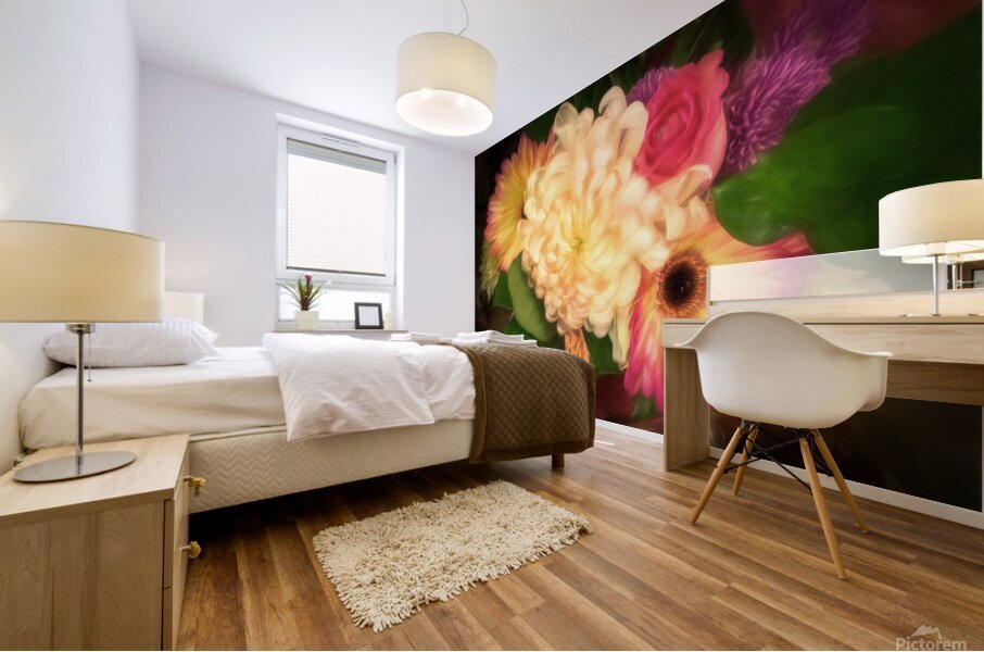 Antique Painting of Flowers Mural print