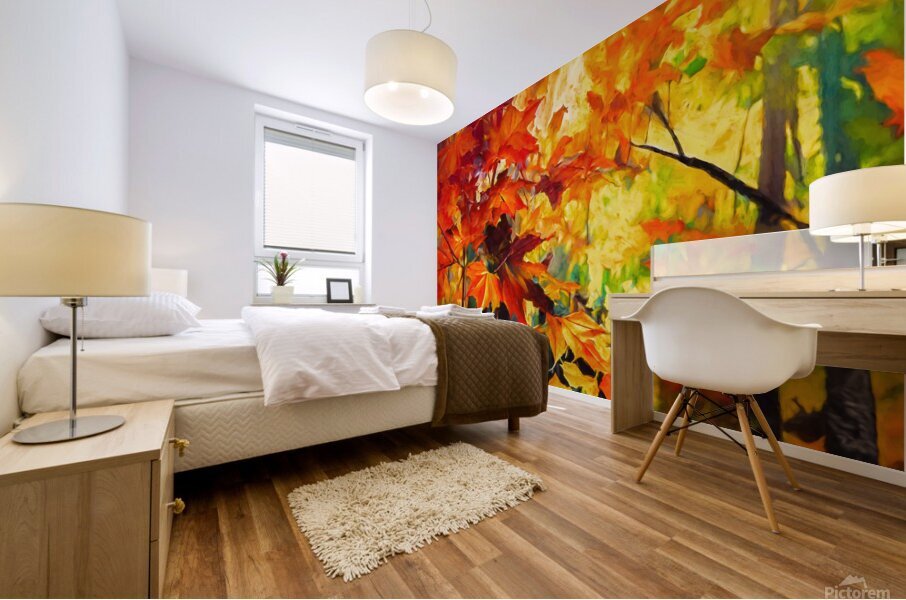 Colorful Fall Leaves in the Forest - 5 Mural print