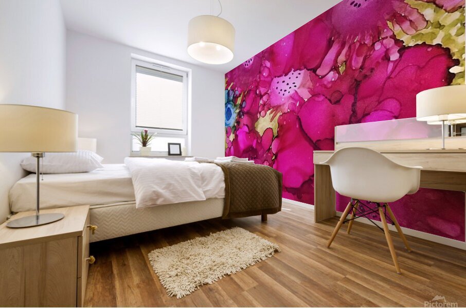 Pink Floral Explosion Mural print