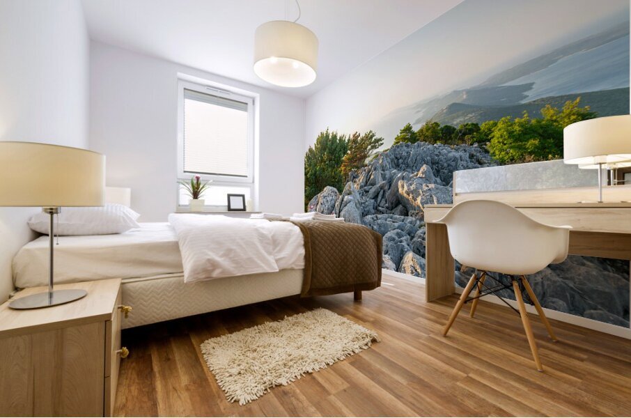 Beautiful view from the top of the Osorcica Televrina mountain on the island of Losinj Croatia Mural print