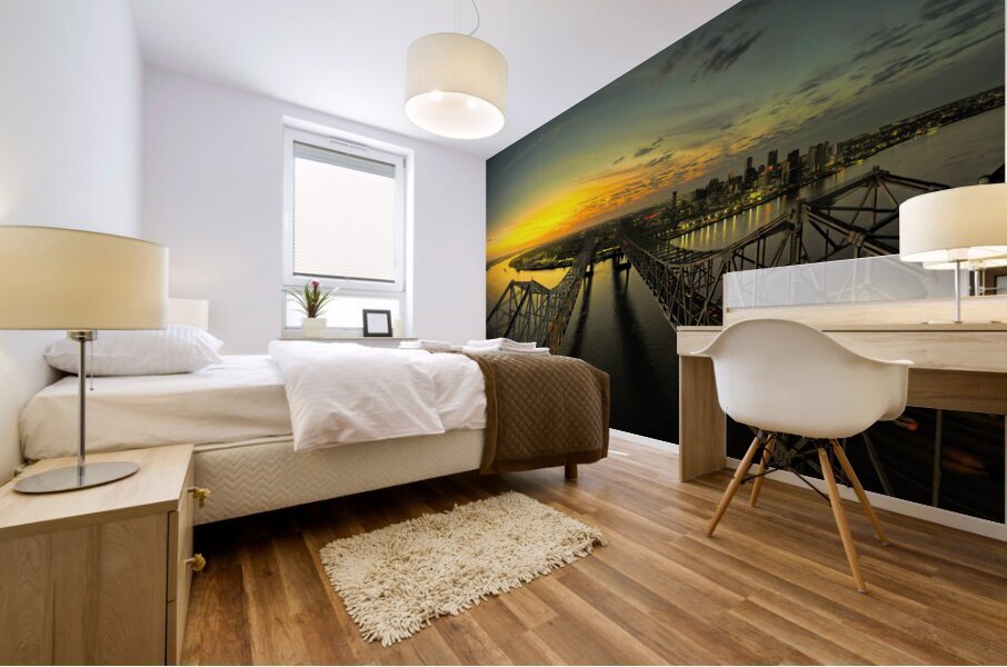 New Orleans Mississippi River Front Bridges Panorama Mural print