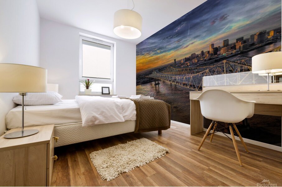 New Orleans Waterfront Sunset Panorama Mural print