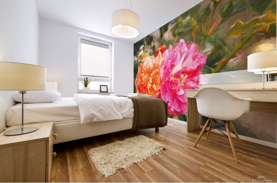 One Rose Bush - Different Colors Mural print