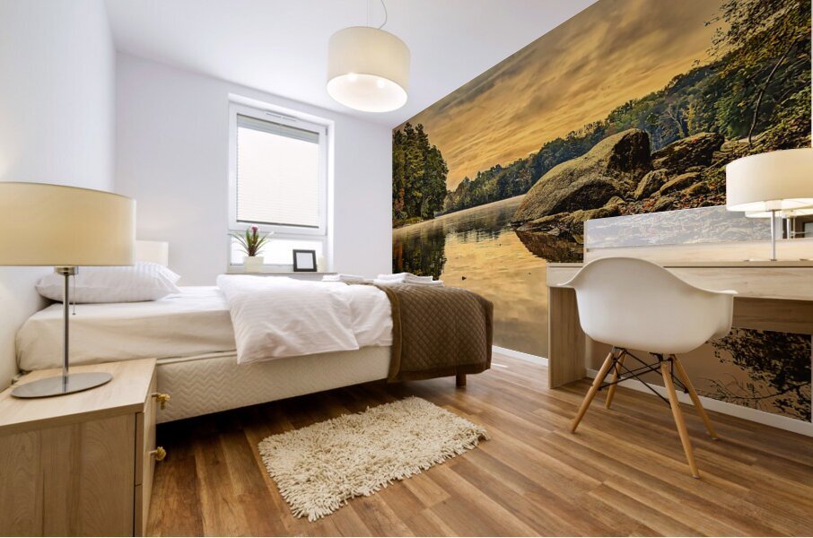 Reflections in the Rain - Maine River Wall Art - Durham Maine Mural print