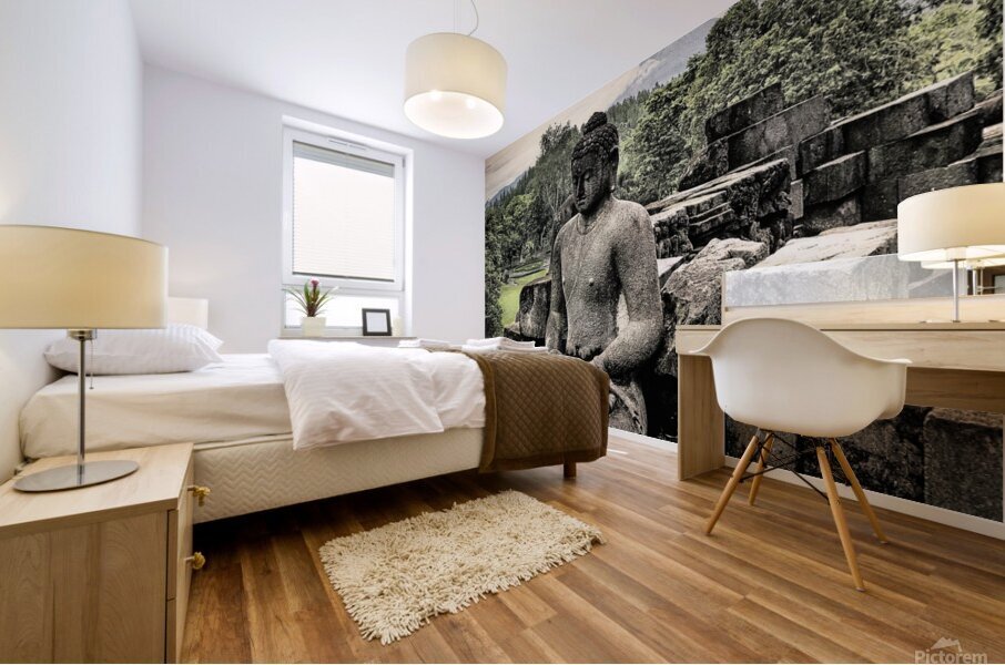 24x16Buddha and Mount Merapi proofed Mural print