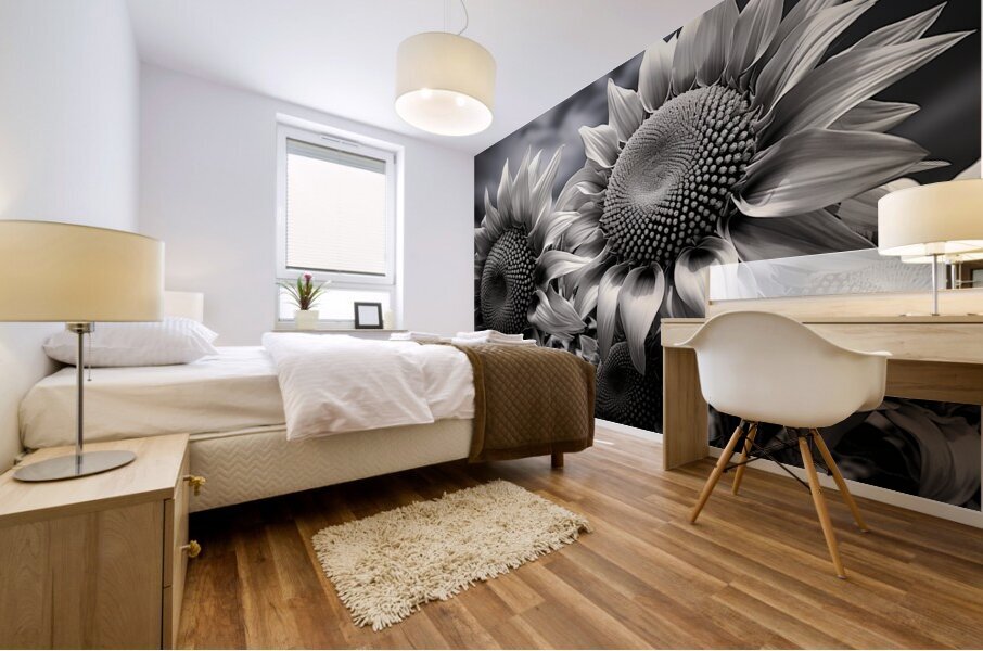 Sunlit Shadows – Dual Sunflower Study Print Mural print