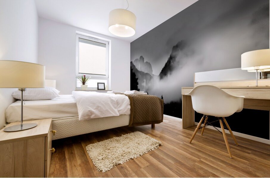 Majestic Dolomite Night Silhouette Lighting Mural print