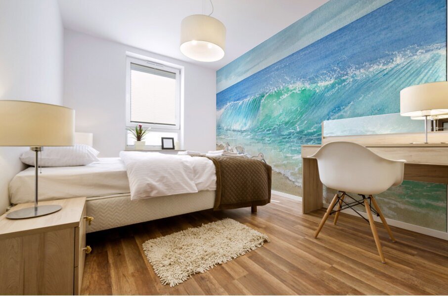 A Wave Breaking on the Beach Mural print