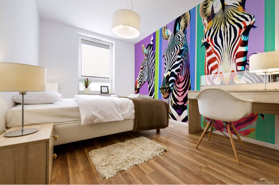 Three Zebras Mural print