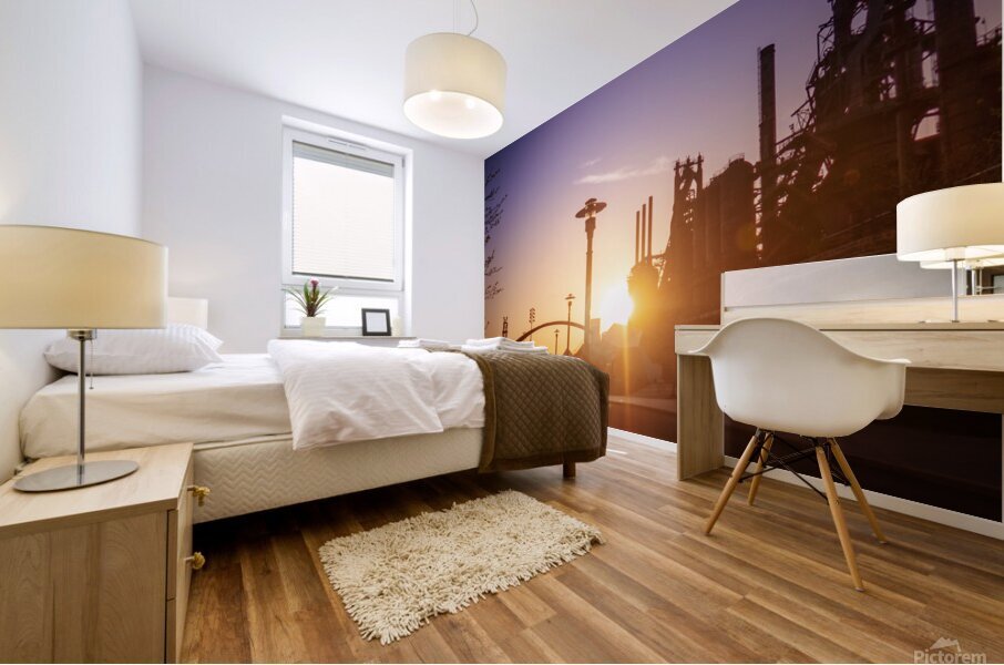 Steel Stacks Into the Sunset Mural print